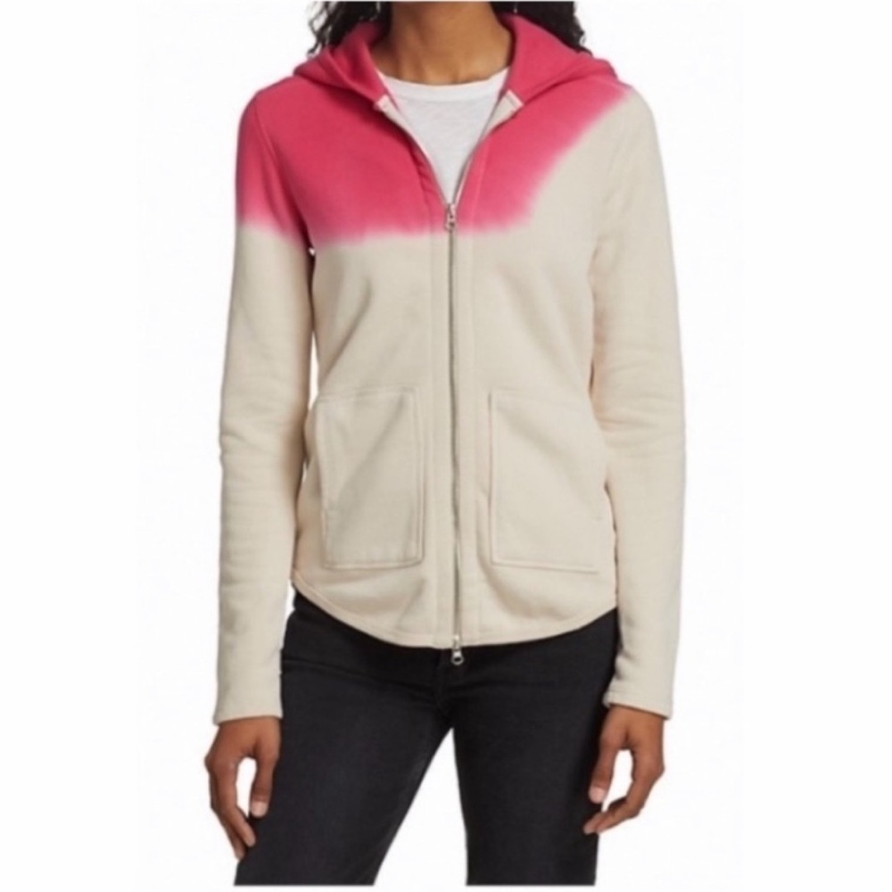 ATM Tie Dye Zip Hoodie in Pink- XS.